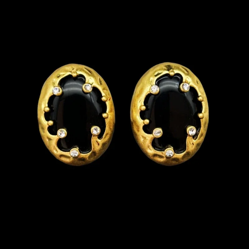 

Vintage Women Elegant Nature Stone Bling Bling Zircon 18k Gold Plated Stud Earrings Set , Woman Ear Accessories Gift