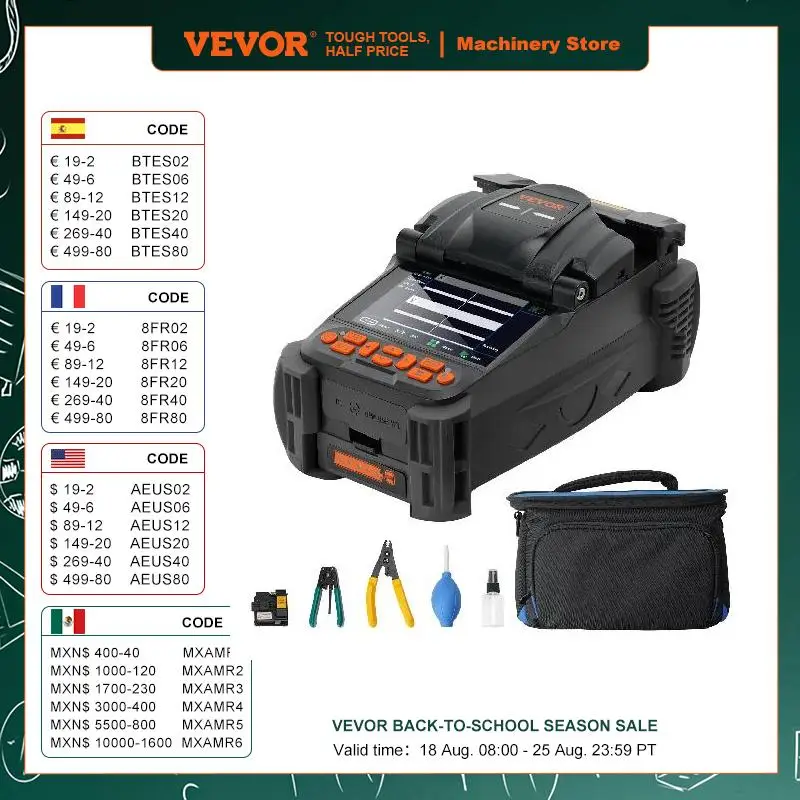 VEVOR Fiber Fusion Splicer 6 Motors with 4