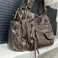 Y2K Hot Girl Single Shoulder Crossbody Bag Vintage Washed Leather Motorcycle Bag Large Capacity Multi Pocket Bag - Image 5