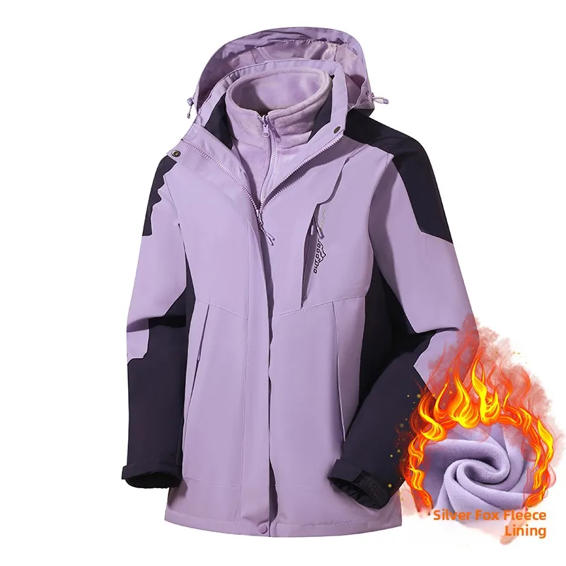 

New Double Flu Silver Fur Lined Jaet Tee in One Detachable Winter Warm Faionable Trendy Men's Jaet