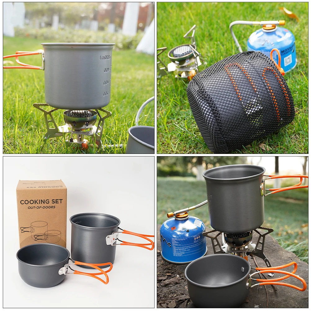 

1 Set Portable Cooking For Camping Hiking Outdoor Durable Metal Soup Pot Picnic Cookware Lightweight Backpacking Pot Kit Outdoor