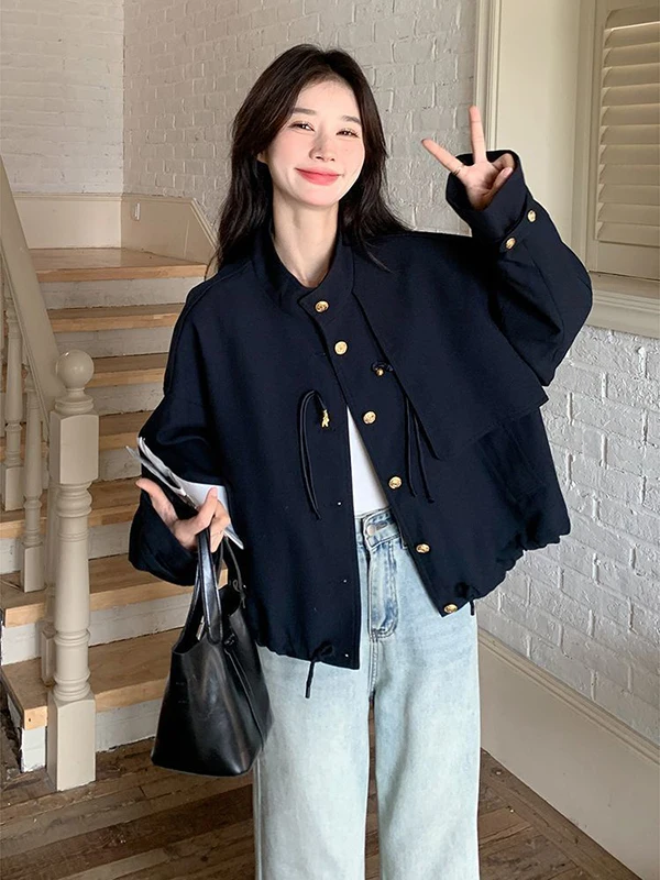 

plus Size 300 Pou American Lazy Sle ort Coat Jaet Women's Autumn High Sensation Casual Loose Jaet Top