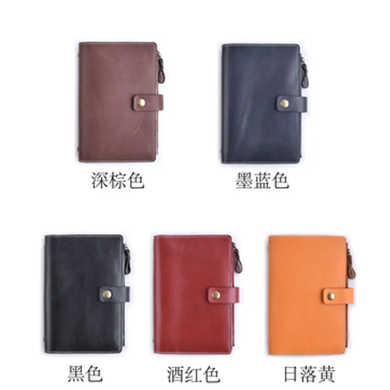 Yiwi Genuine Leather A5 A6 A7 Planer 6 Loose leaf Binder Diary Notebook With Zip Bag