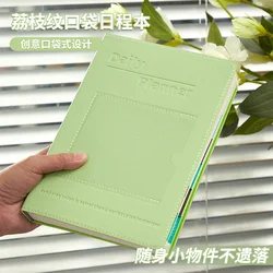 New 2025 A5 Schedule Notebook Colorful PU Leather Pocket Planner Color Index Stripe Designs Calendar Book Office School Supplies