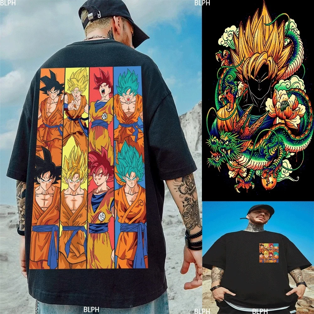 드래곤볼 Z: 버스트 리미트에서 영감을 받은 부모-자녀 티셔츠, 다양한 변신을 한 손에 볼 수 있는 손오공이 등장하며, 애니메이션 팬들에게 완벽합니다.