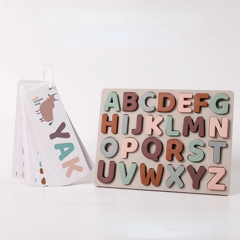 Puzzle de lettres en silicone, fuchsia, éducation précoce