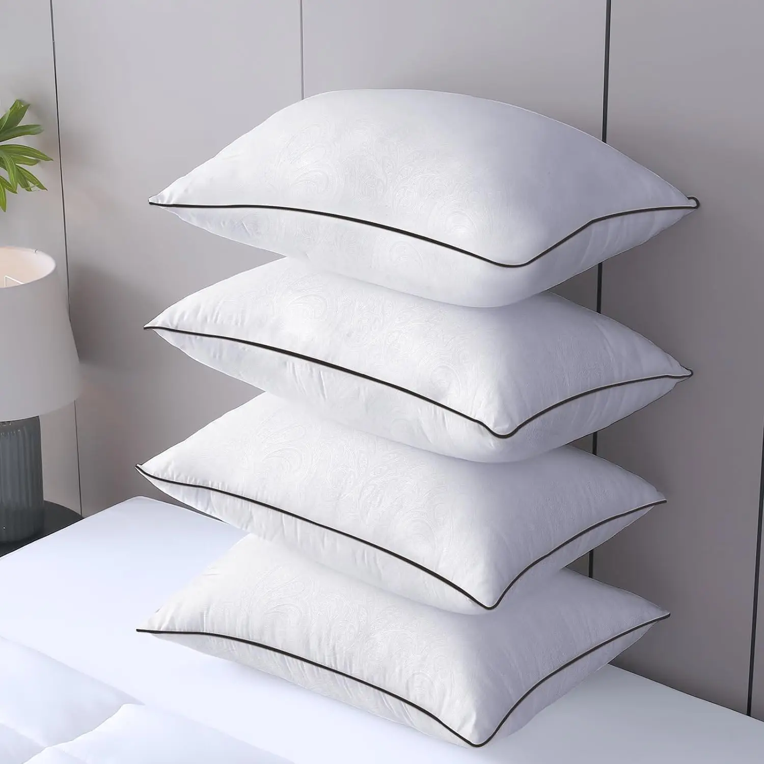 

Supportive Bed Pillow for Side and Back Sleeper, Down Alternative Hotel Collection Sleeping Pillows 4 Pack -30x20 Inches