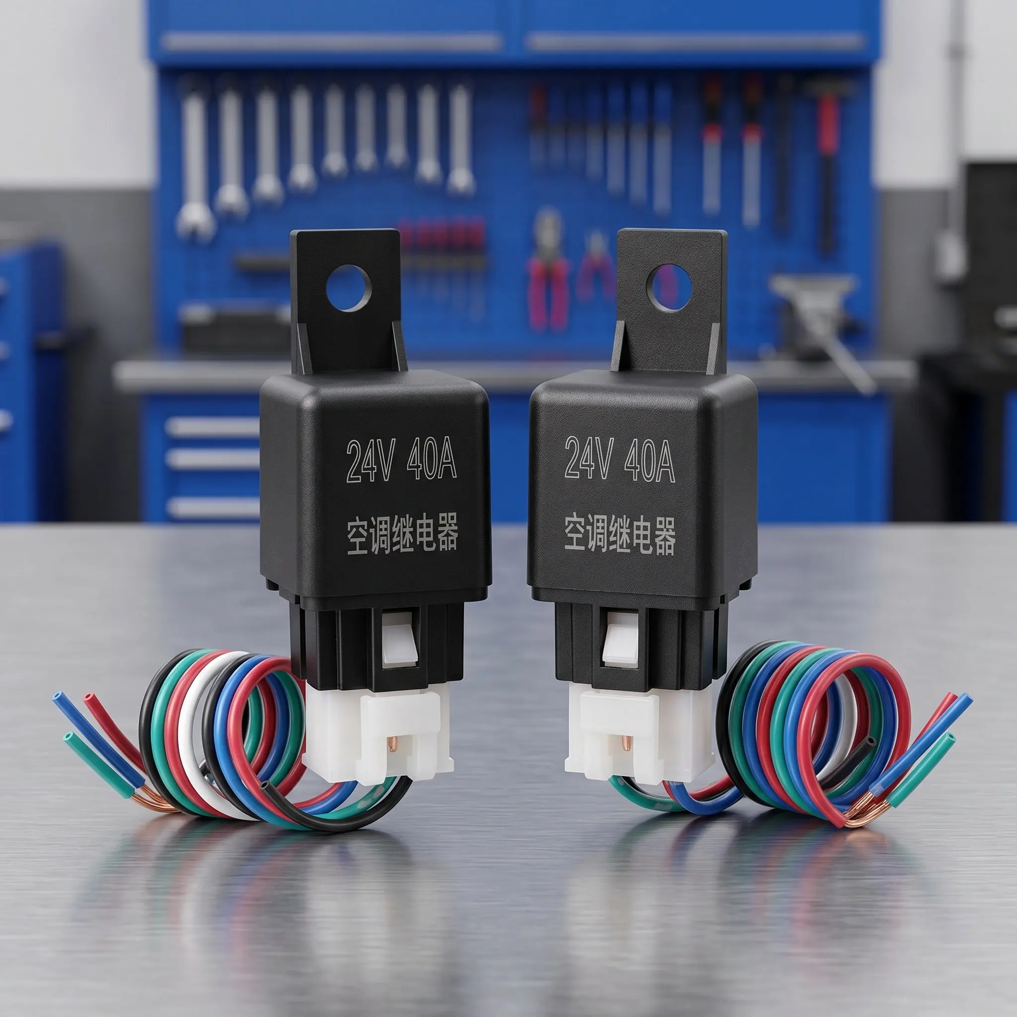 2Pcs 4-Pin Car Air Conditioning Relay 24V 40A Heavy Duty Automotive Relay Plug for Ac Compressor Control Stable ABS Housing Easy