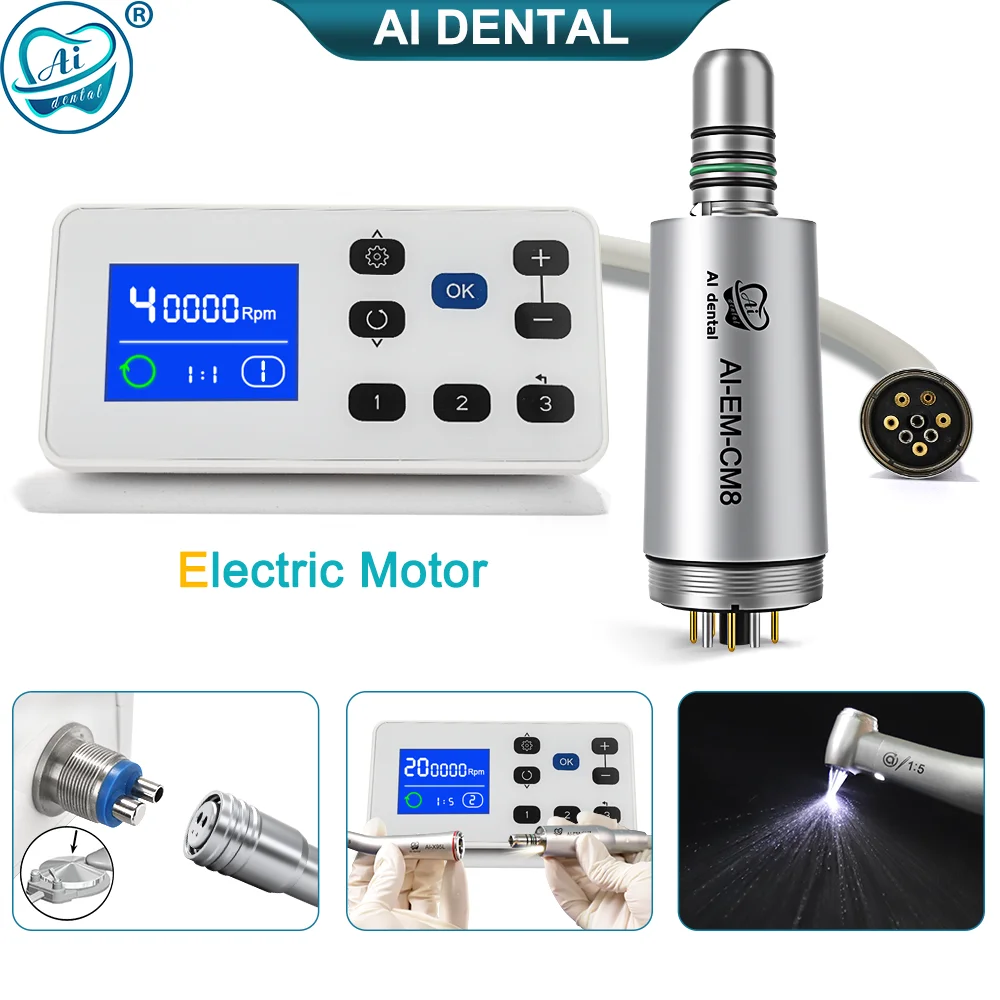 Dental Equipment AI-EM-CM8 New Design Lab Device Electric LED Micromotor Polish Devices Light Source Air Pressure Adjustable