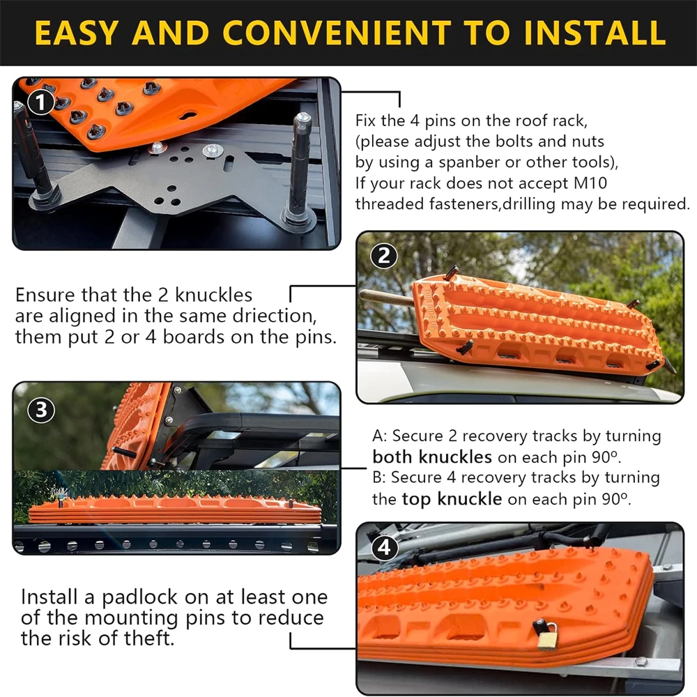 ​Mounting Pins For MaxTrax MKII Recovery Traction Boards Lockable Theftproof Safety Mounting Pins