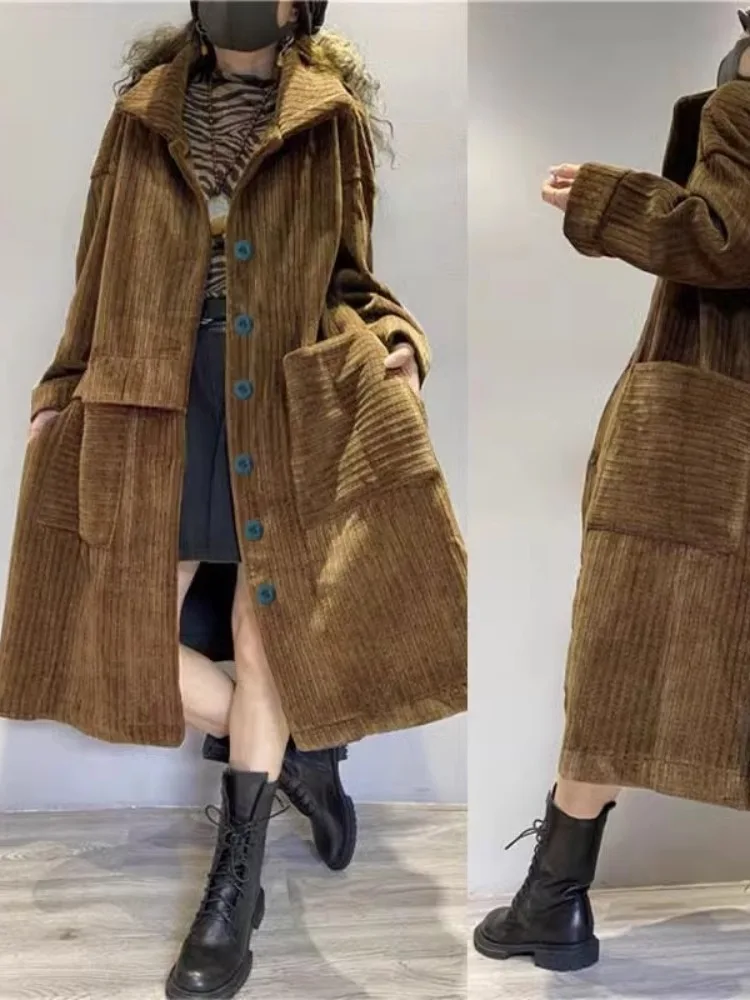 

Faionable Corduroy Jaet женское осенне-зимнее хлопковое пальто средней длины больших размеров на подкладке Sli Commute Sle