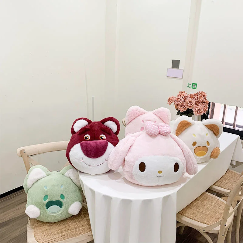 New Disney Lotso Sanrio My Melody Throwing Pillow Doll Plush Toy Dudu Cat Warm Hand Throwing Pillow Multi Functional Cushion