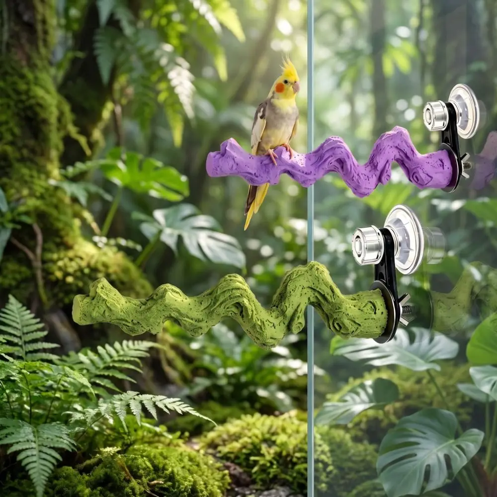 Rough-Surfaced Paw Grinding Stick Non-slip Suction Cup/Screw Fixation Reptile Climbing Branch Easy Installation