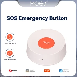 MOES Tuya ZigBee SOS Button Alarm APP Notification One Click For Emergency Help Elderly Children Patient Hospital Home Safety