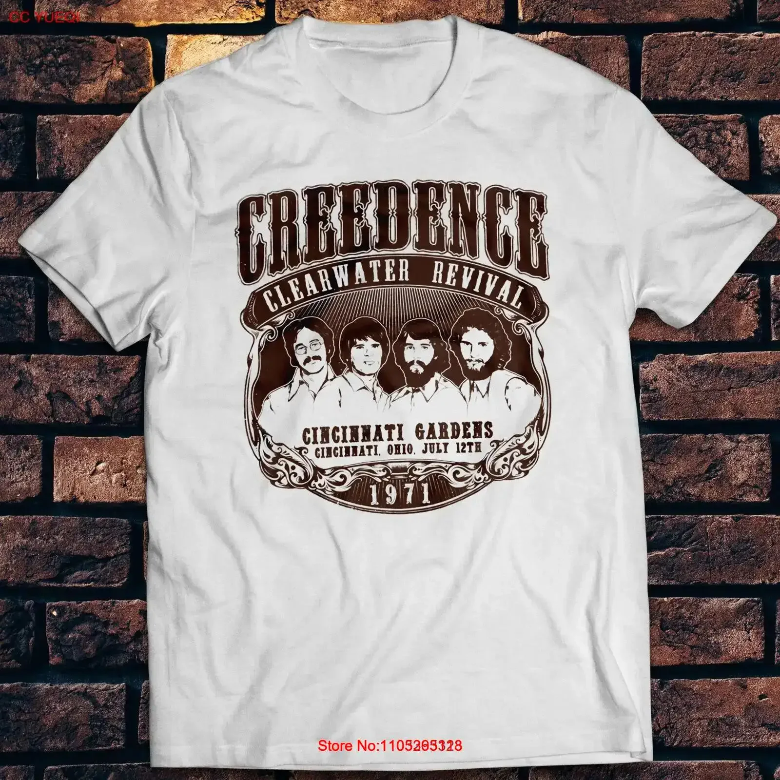 Cincinnati Gardens Concert Rock Music Cotton T Shirt Creedence Clearwater Revival vintage Washed Unisex Top For Everyday Wear