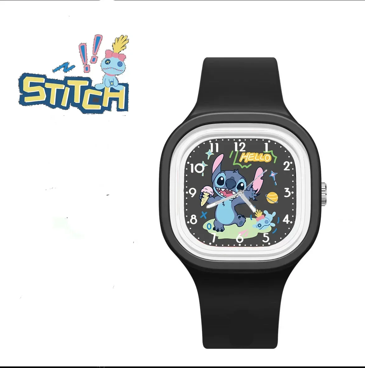 MINISO Disney Watch Kawaii Anime Lilo & Stitch Children Watchs Sports Silicone Watch Cartoon Mickey Minnie Watch Kids Toy Gifts