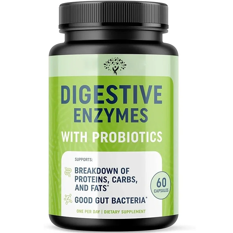 Digestive Enzymes Containing Probiotics, Digestive And Bloating Relief, Non Gmo Vegetarian -60 Capsules