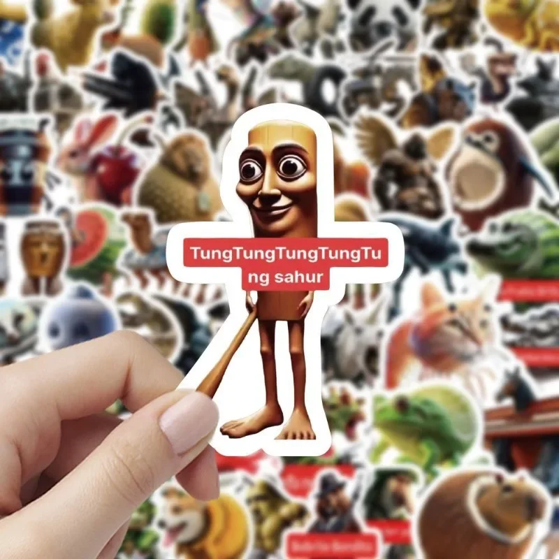 105 PC บทคัดย่อสัตว์สติกเกอร์ Tung Sahur อิตาเลี่ยน Brainrot Brr Patapim ตกแต่งคอลเลกชันสนุกตกแต่งสติกเกอร์กันน้ํา