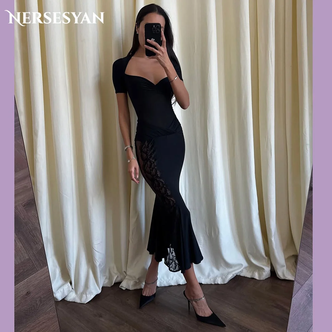 

Nersesyan Sexy Black Lace Mermaid Evening Dresses Appliques Women Formal Dress Bodycon Party Gown 2026 платье женское Customized