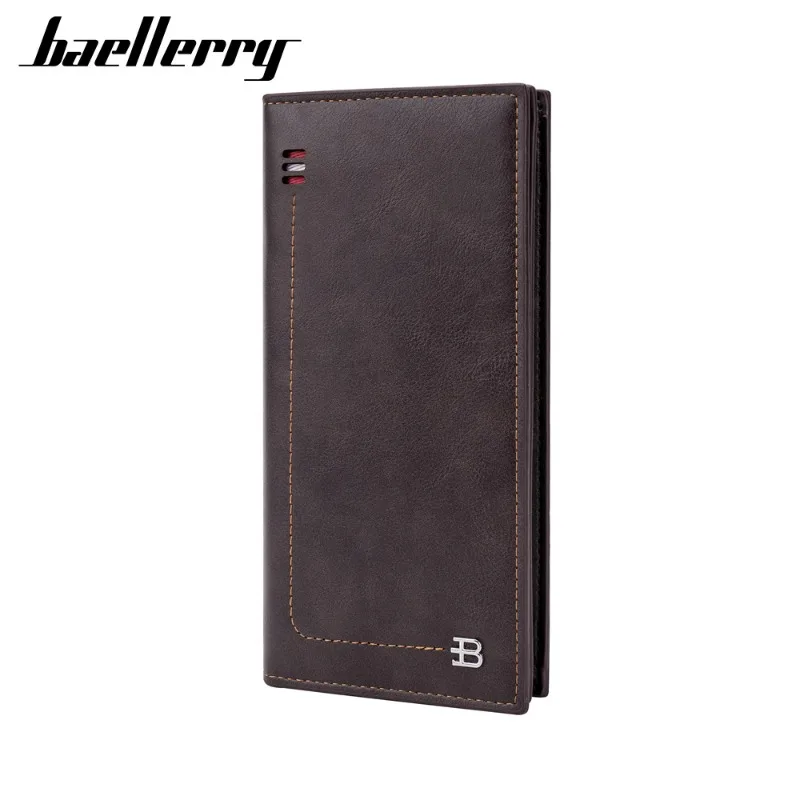Baellerry Men's Business Long Wallet with Multiple Zipper Card Holder Phone Case Leather PU Wallets for Men