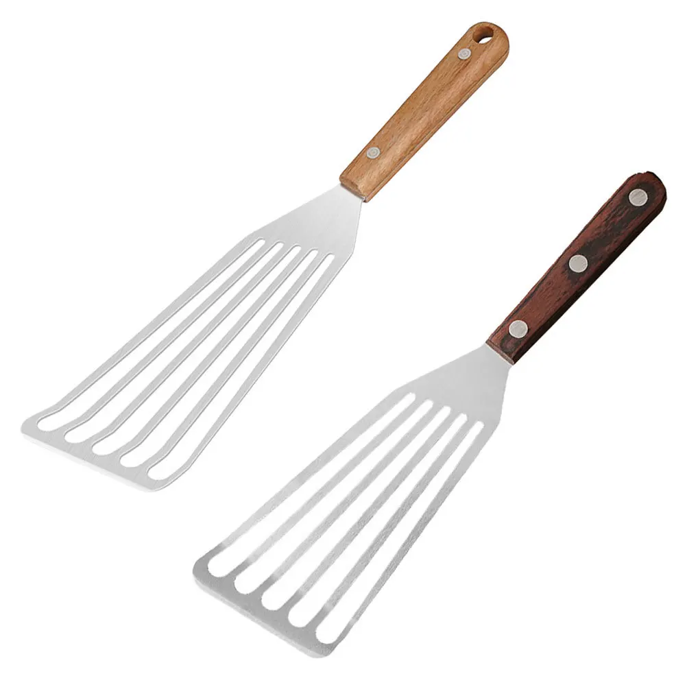 

2Pcs Stainless Steel Food Spatula Tools Home Kitchen Bbq Steak Cooking Shovel Food Spatula Home Use Steak Shovel