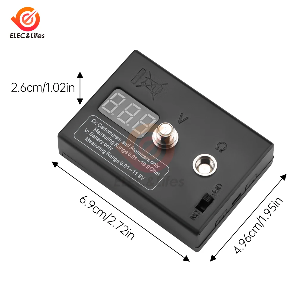 High Precision Coil Resistance Tester LED Screen Digital Display 0.01~19.9Ω Resistance Tester For EGO 510 808D M7 M8 Resistance