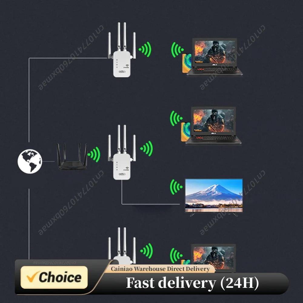 1200Mbps WiFi Extender with WAN/LAN Port Dual-Band 2.4GHz/5GHz Wi-Fi Signal Booster WiFi Signal Amplifier for Home Small Office