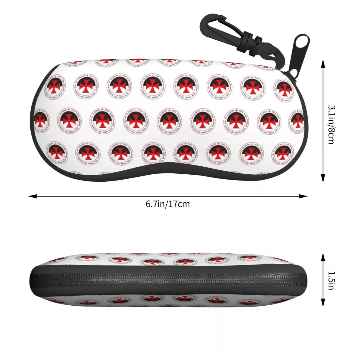 Knights Templar Cross Shell Eyeglasses Protector Cases Fashion Sunglass Case Christian Crusader Seal Motto Glasses Pouch