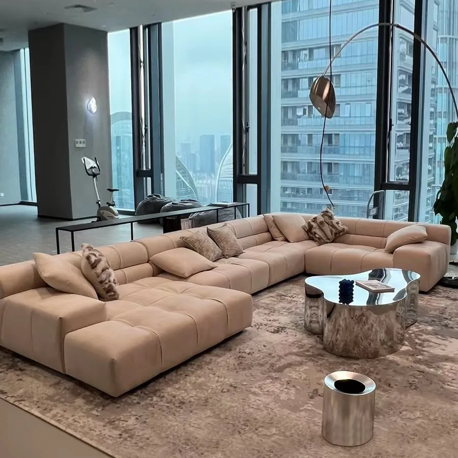 Italian minimalist matte cloth puff sofa living room furniture Internet celebrity sofa small apartment modular combination
