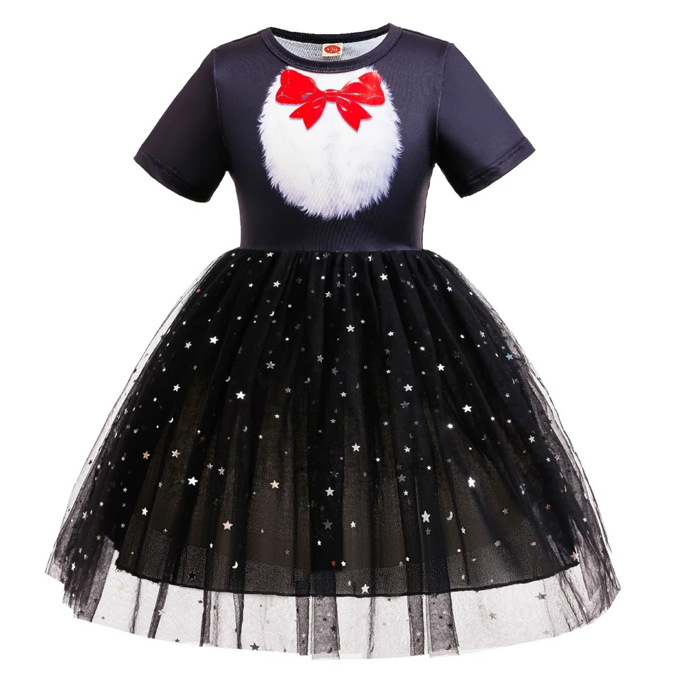 Kinder-Katzenkostüm mit Hut, Pailletten-Netz-Prinzessinnenkleid, Kinder-Bühnenkostüm, Mädchen-Halloween-Karneval-Partykleid – Detail 2