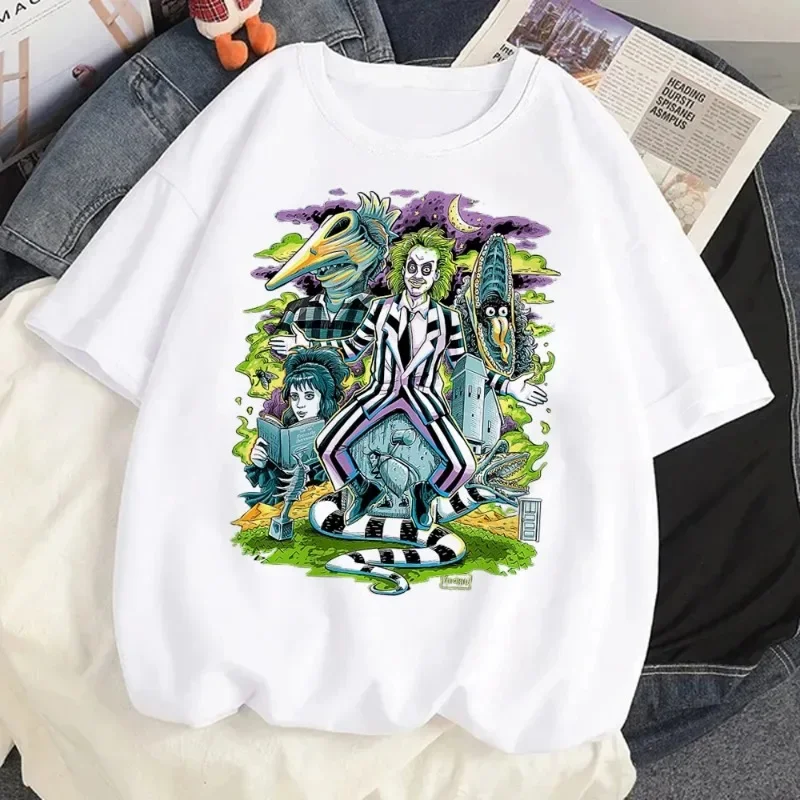 Funny Cartoon Beet Juice T-shirt Shang Cotton Plus Size Clothing Women's Aesthetic Classic Pattern T-Shirt Horror Movie T-Shirt