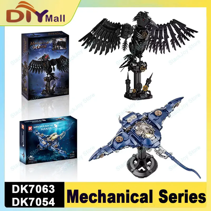 

Строительный комплект MOC Sea Life Manta Ray и механическая ворона с движущимися деталями, подсветка проекта STEM, креативный подарок, набор «сделай сам»