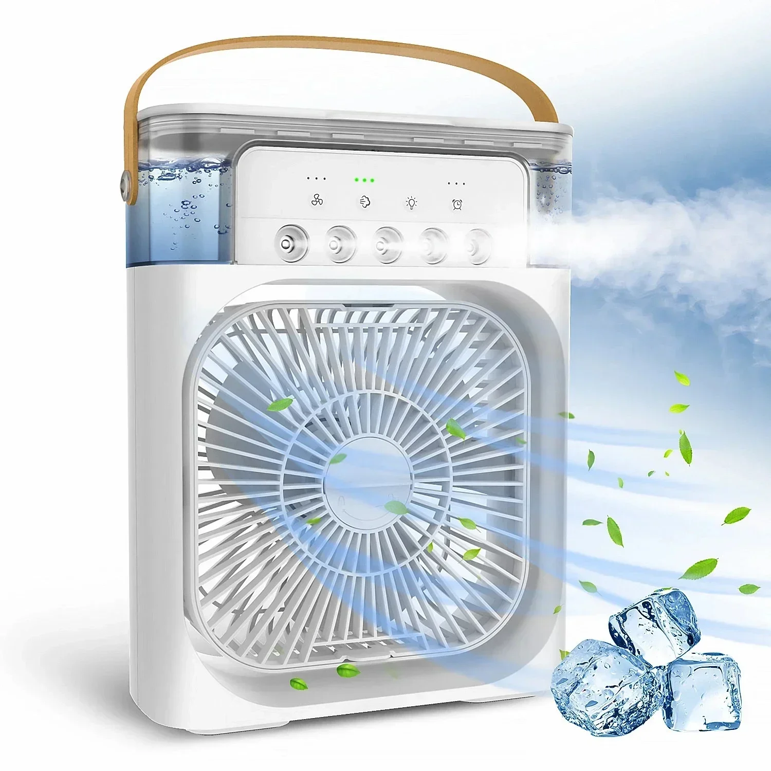 

USB Electric Fan Air Conditioners Portable Cooling Fan LED Night Light Water Mist Fun 3 In 1 Air Humidifie For Home