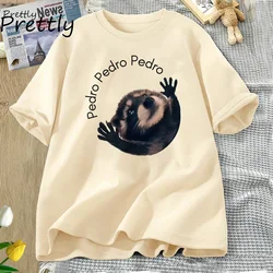 Pedro Raccoon camiseta gráfica para homens e mulheres, panda de lixo engraçado, meme dançante, animal manga curta