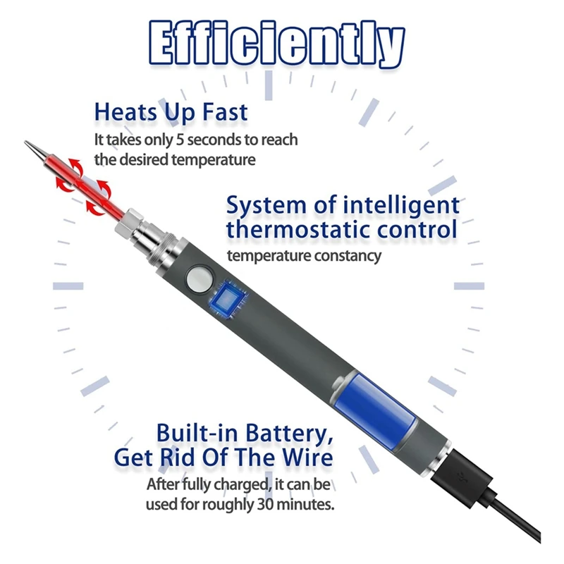 Cordless Soldering Iron Kit Adjustable Temperature Soldering Pen Metal Electronic Welding Tool Pen With 3 Tips