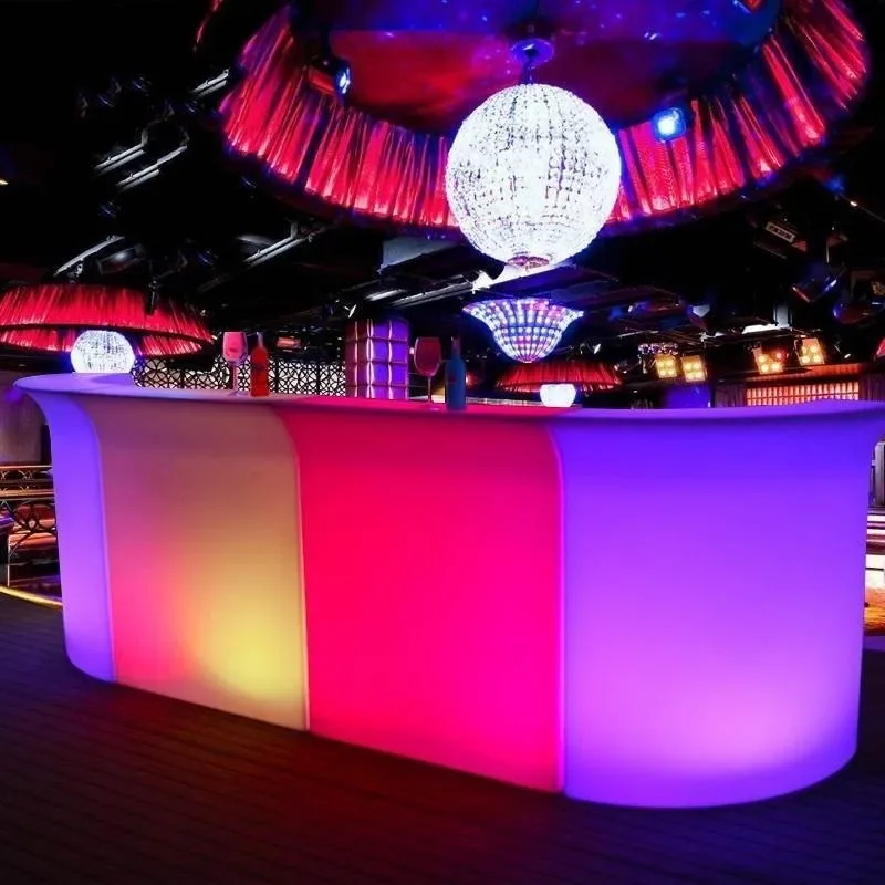 

110CM Height LED Luminous Bar Counter waterproof rechargeable Rundbar LED furniture 16 Color Changing Club Waiter bars disco