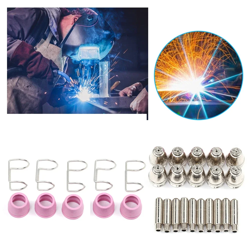 

Plasma Cutting Accessories 30pcs Consumable Professional Electrode Nozzle Cup Kit Replacement Shielding Cup for CUT60 LGK60 P-60