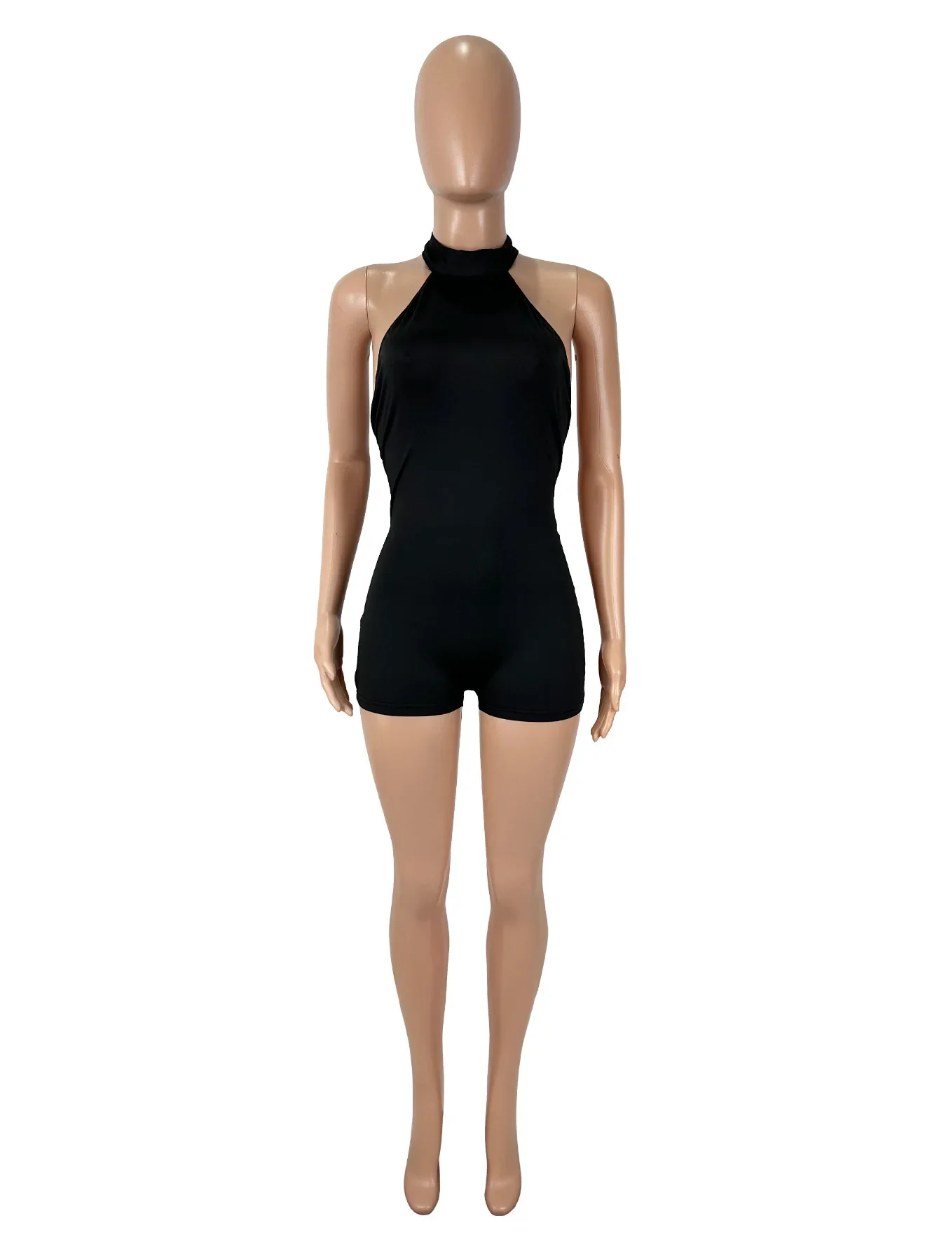 2026 Neu eingetroffen: Ärmelloser High-Neck Halter-Romper für Damen mit Rückenausschnitt, figurbetonter kurzer Overall für Abendveranstaltungen und Partys – Detail 20