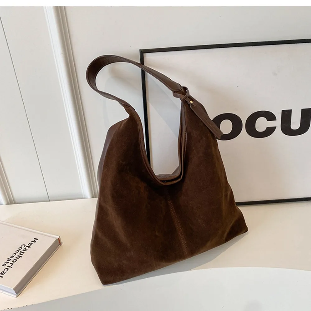 

Cute Korean Style Suede Tote Bag Tote Bag Solid Color Large Capacity Handbag Large Capacity PU Leather Underarm Packs Girls