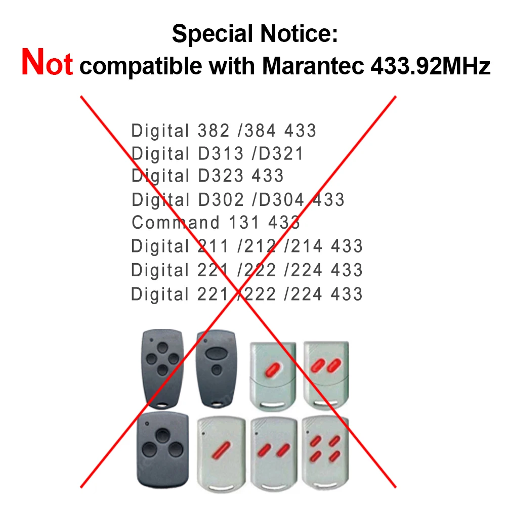 Marantec Digital D382 868MHz Garage Remote Control Compatible With MARANTEC D384 D302 D304 D313 D321 D323 868 Gate Keyfob