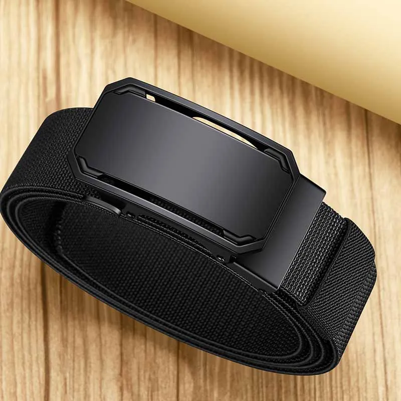 جديد الرجال أحزمة الاتجاه مرونة Edentulous تصميم الرجال سبيكة التلقائي مشبك قماش أحزمة ، في الهواء الطلق الرجال والنساء أحزمة عادية #2