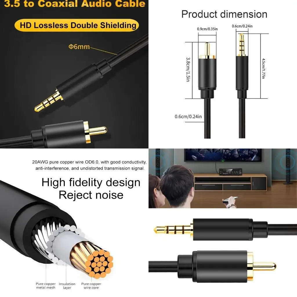 652 مترًا 3.5 ملم من الذكور إلى ذكر مكبرات الصوت RCA كابل 3.5 ملم لكابل المسرح المنزلي #1