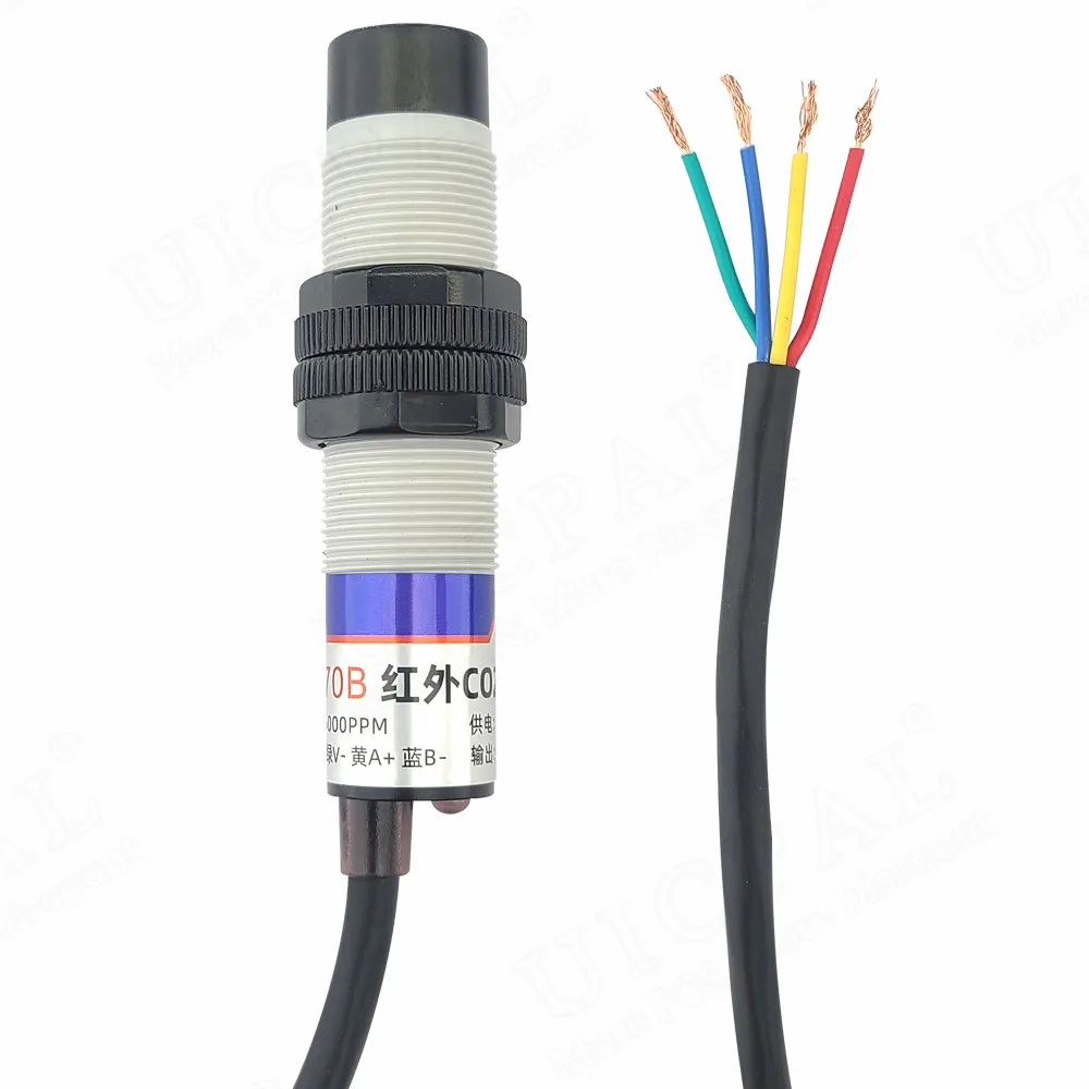 Pipeline Type Carbon Dioxide Sensor CO2 Transmitter 1M Infrared Detector Waterproof Probe 400~5000ppm RS485 Output