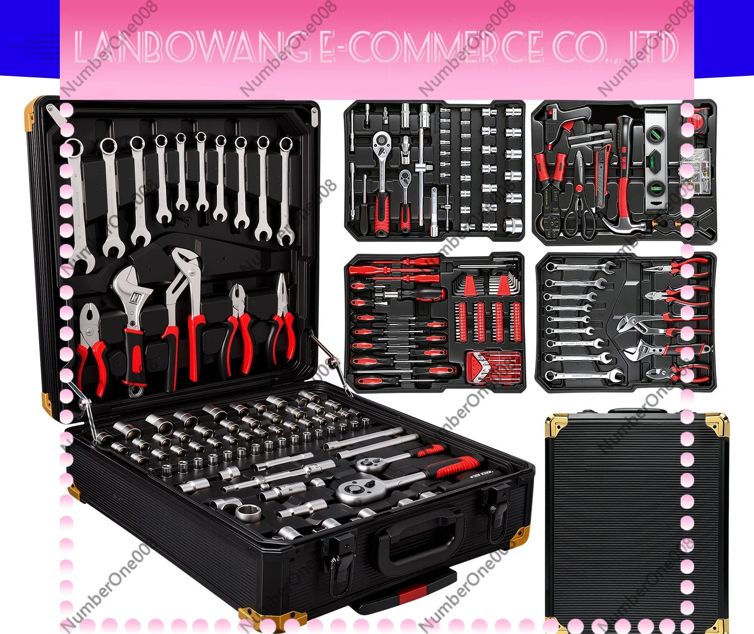 187 399 Piece Ratchet Socket Wrench Set, Quick Spanner Automotive Repair Tool Kit, Professional Mechanic Hand Tool Box