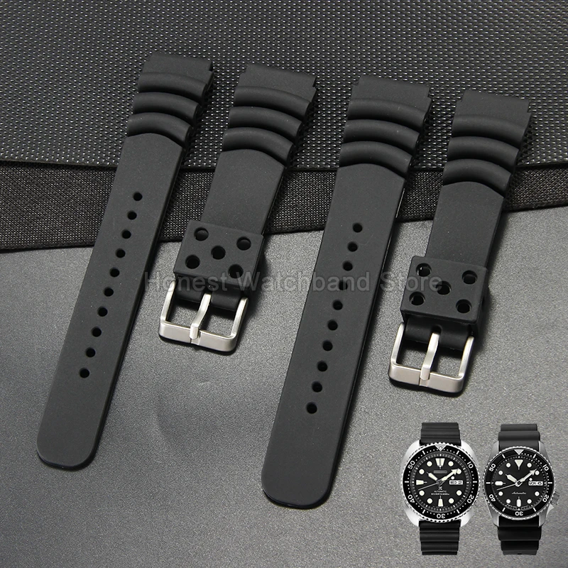 Special Buckle for Seiko 5 Diver 007 Silicone Watch Accessory 20 22mm Black Convex Interface High-Strength WaterProof WatchStrap