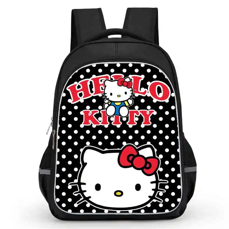 16-дюймовый школьный рюкзак Hello Kitty с двойным карманом на молнии, сумки с героями мультфильмов для мальчиков и девочек, прочная детская сумка для школьников