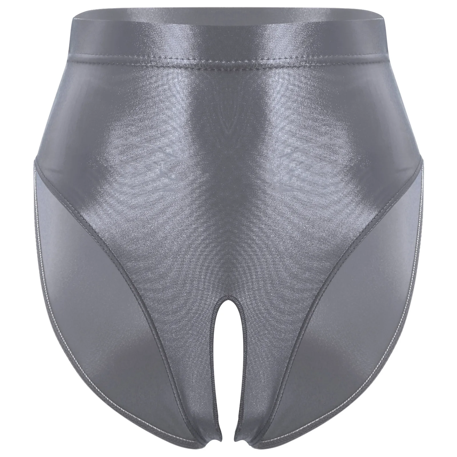 

Men Glossy Sexy Gay Briefs Underwear Open Crotch Open Butt Panties Lingerie Solid High Waist Underpants Nightwear Clubwear