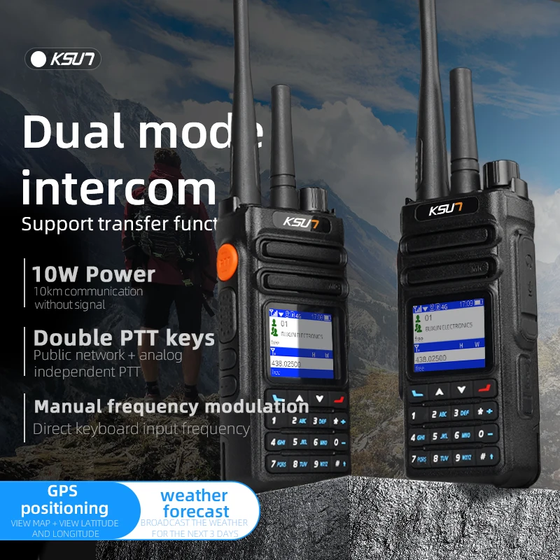 

KSUN CT52 2PCS 4G LTE UHF Dual Mode POC Global Two Way Radio 1000 Mile Long Range Mobile Walkie Talkie