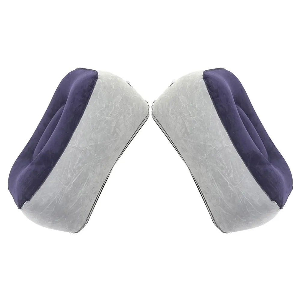 2 шт. надувная подушка для ног, высокопрофильная флокированная ПВХ, легко чистится, удобная для путешествий, для автомобиля, самолета, на открытом воздухе