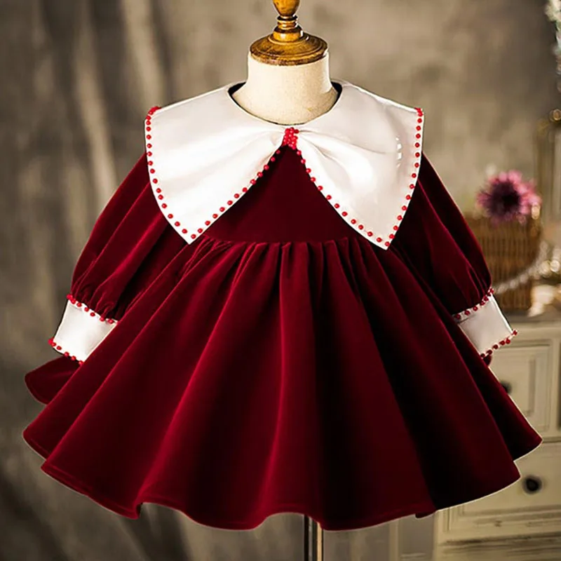 Prinzessin Satin Spitze Perlen Schleife Blumenmädchen Kleid Kinder Erstkommunion Kleid Ballkleid Hochzeit Party Kleid Geburtstag Show